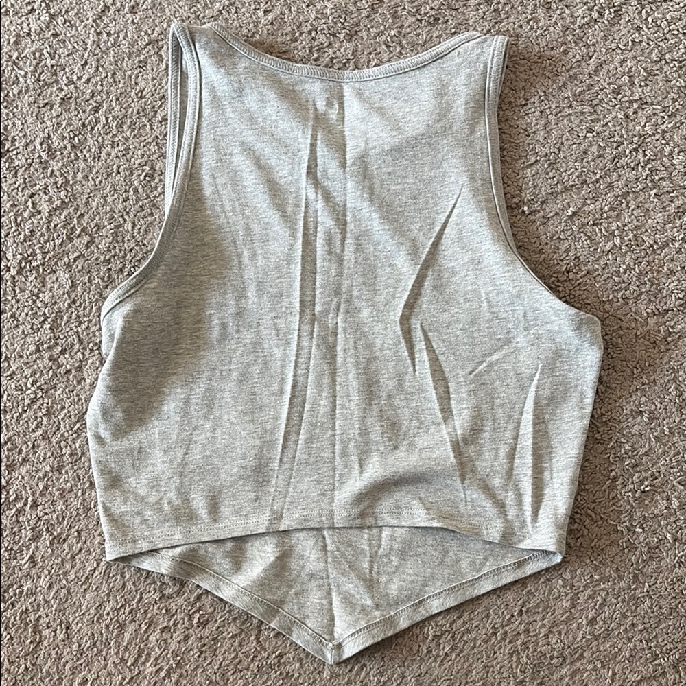 PacSun Gray Asymmetrical Crop Tank Top - Picture 3 of 3